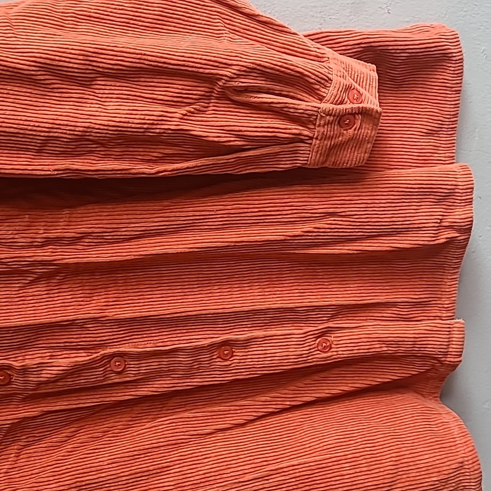 Women's 2X Blair pumpkin orange corduroy cotton long sleeve button up shirt - Picture 3 of 6